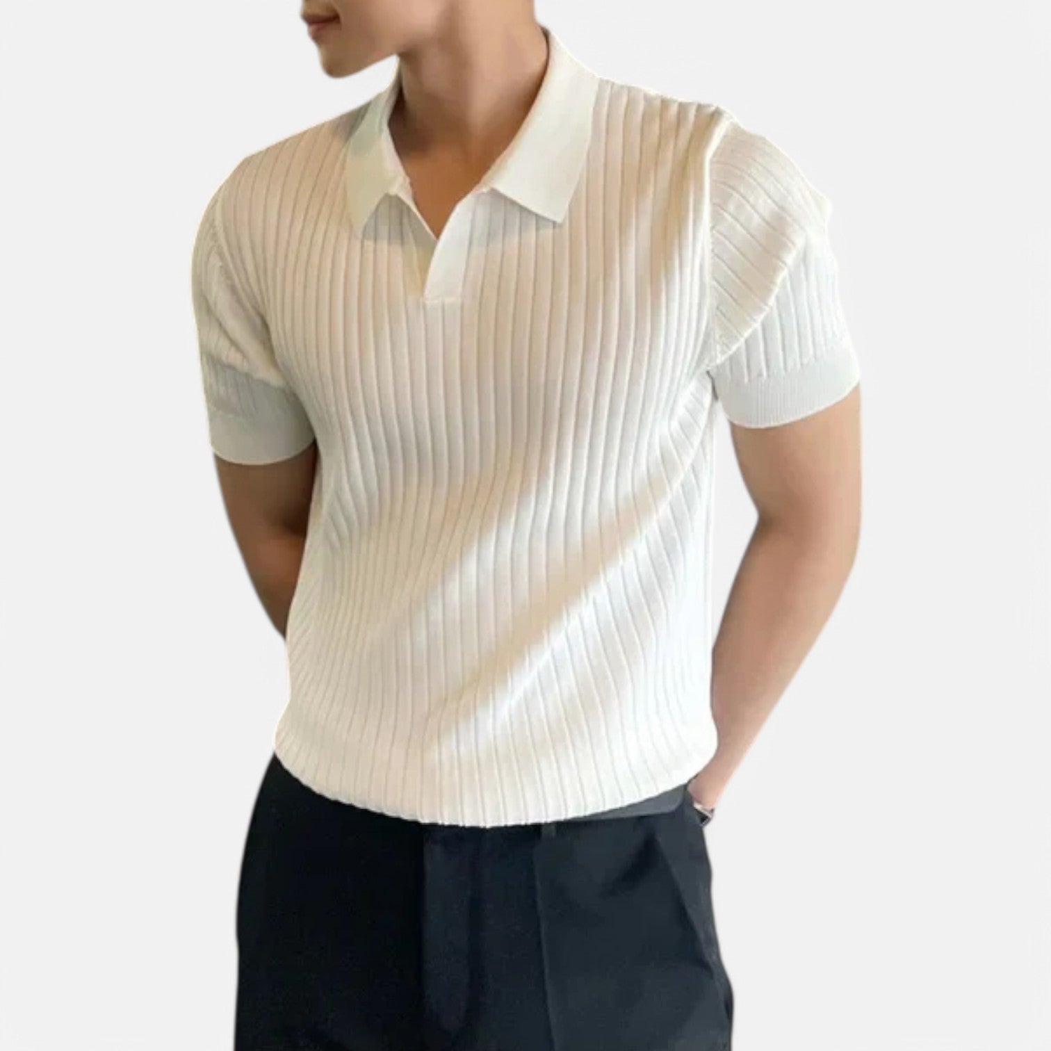 Men's Knit Polo Shirt – Sleek Minimalism, Effortless Summer Style