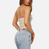 Monacogents | Women's Leather Strapless Pleated Top
