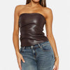 Monacogents | Women's Leather Strapless Pleated Top