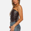 Monacogents | Women's Leather Strapless Pleated Top