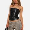 Monacogents | Women's Leather Strapless Pleated Top