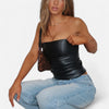 Monacogents | Women's Leather Strapless Pleated Top