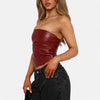 Monacogents | Women's Leather Strapless Pleated Top