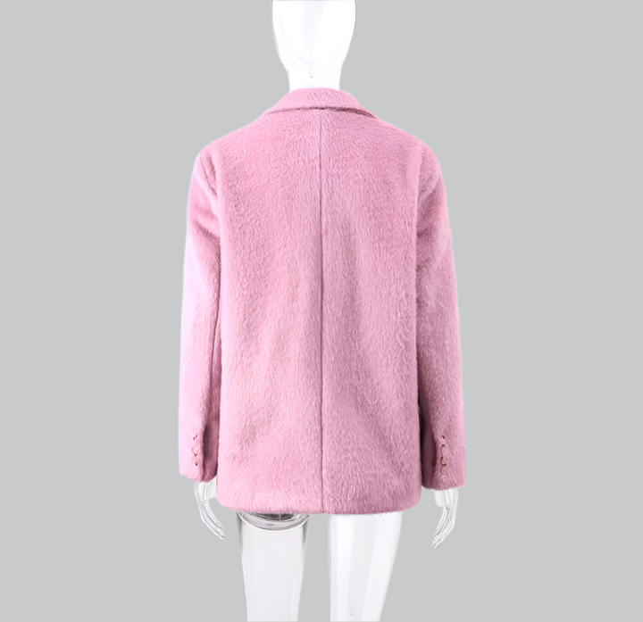 Lara - Plush Lapel Woolen Coat