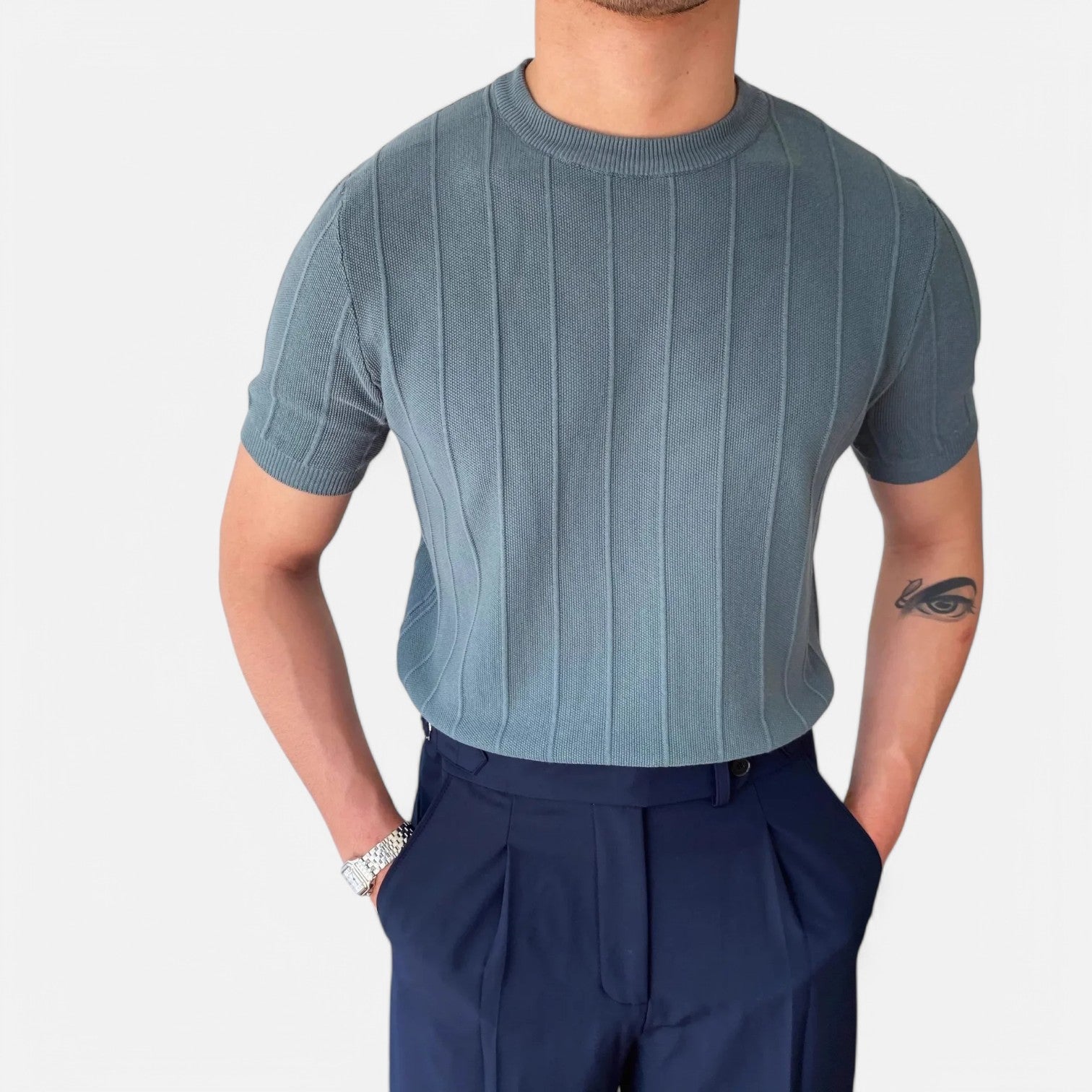 Men's Luxury Knit T-Shirt – Sleek Korean Fit, Lightweight Elegance