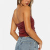 Monacogents | Women's Leather Strapless Pleated Top