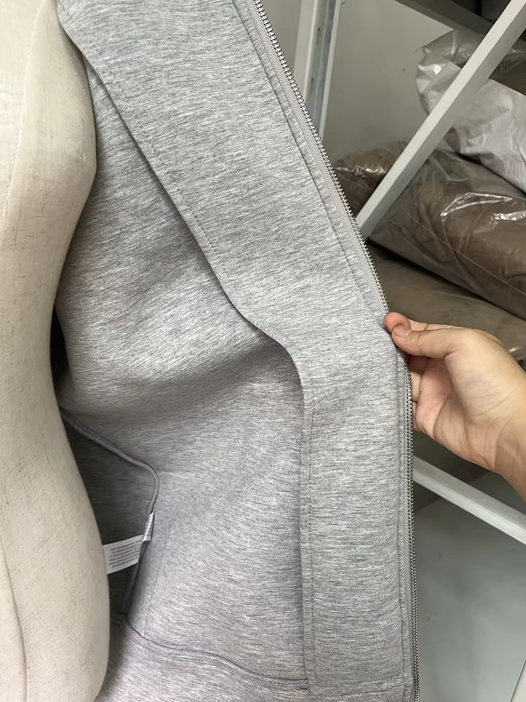 Vivian - Long Gray Bomber Jacket with Hood