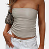 Monacogents | Women's Leather Strapless Pleated Top