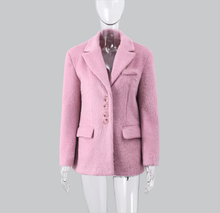 Lara - Plush Lapel Woolen Coat