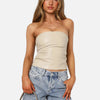 Monacogents | Women's Leather Strapless Pleated Top
