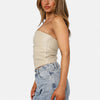 Monacogents | Women's Leather Strapless Pleated Top
