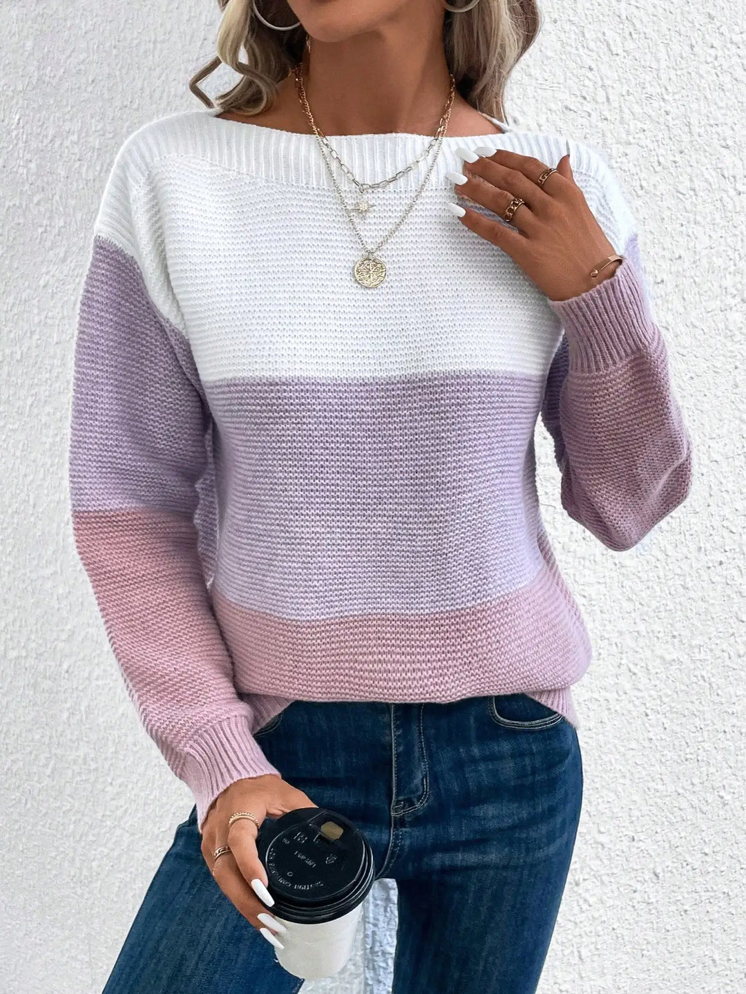 Elara - Elegant Tri-Color Patchwork Sweater