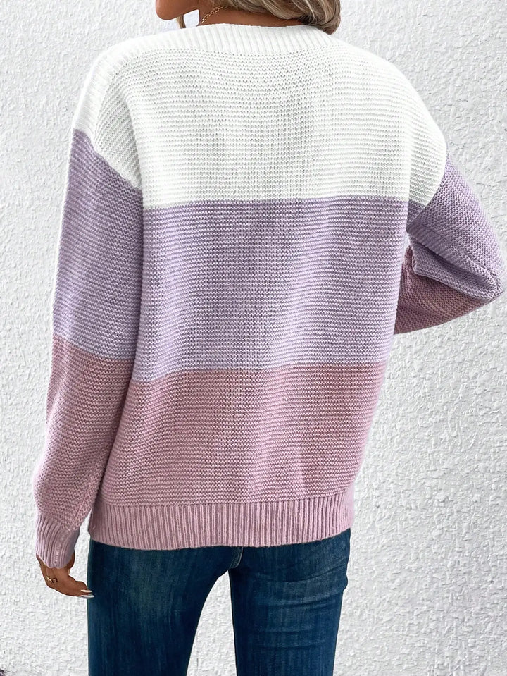 Elara - Elegant Tri-Color Patchwork Sweater