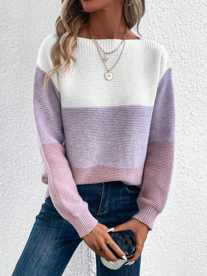 Elara - Elegant Tri-Color Patchwork Sweater