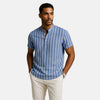 Monacogents | Striped Collarless Pullover – Sophisticated Ease for the Modern Man