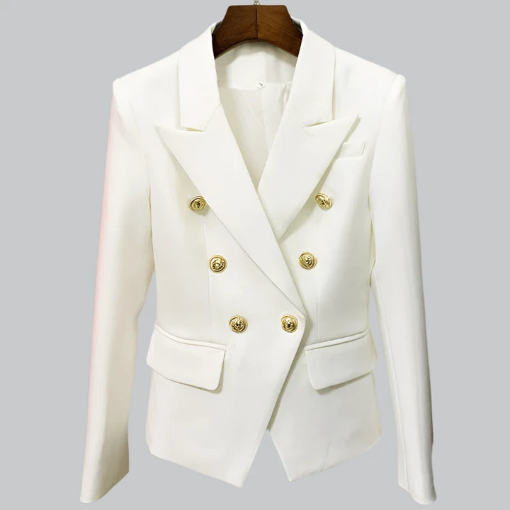 Eliza - Classic Double-Breasted Women's Blazer with Lion Metal Buttons