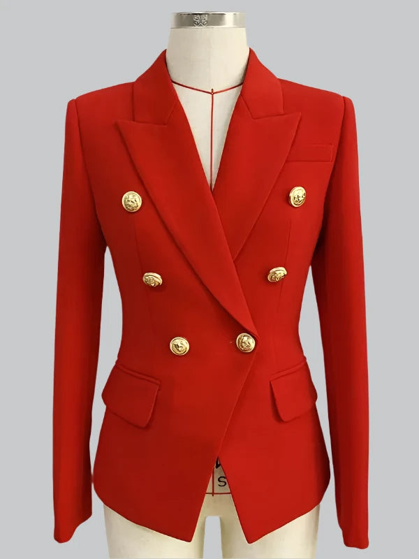 Eliza - Classic Double-Breasted Women's Blazer with Lion Metal Buttons