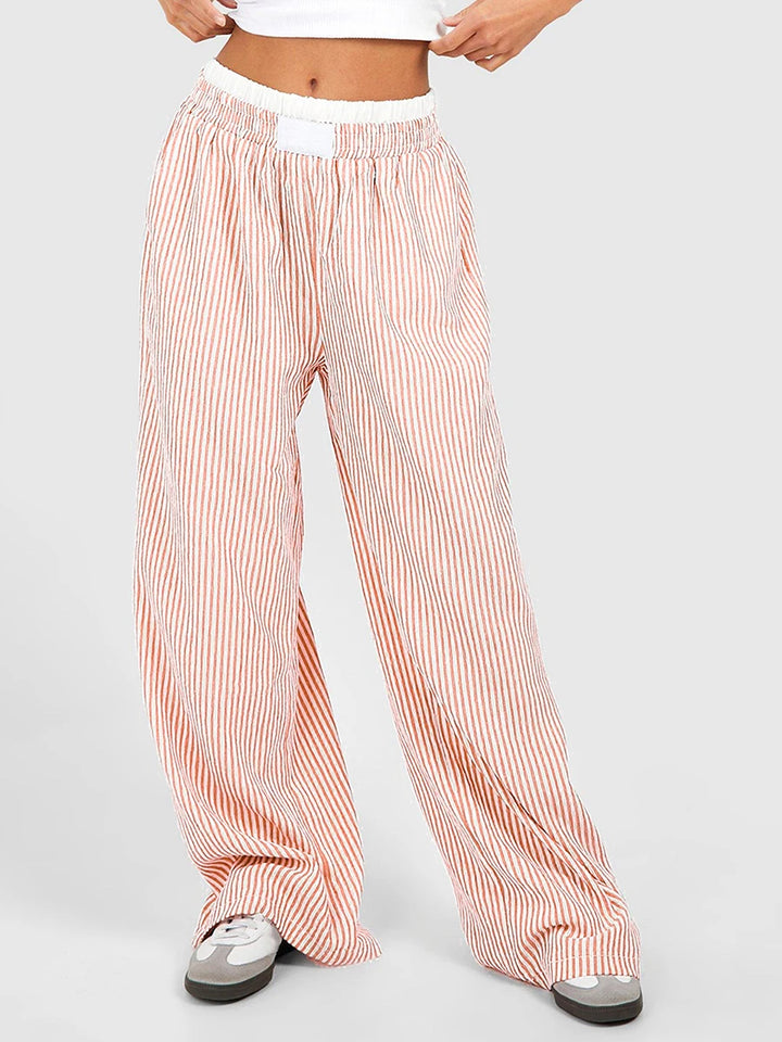 Lora - Wide Leg Striped Lounge Pants