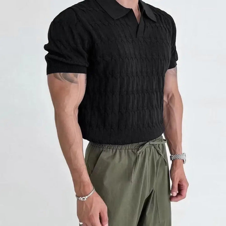 Victor - V-Neck Jacquard Knit Shirt