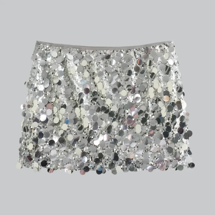 Lila - Silver Sequin Mini Skirt