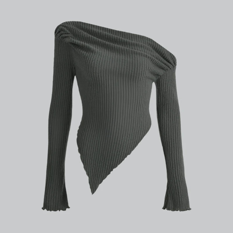 Luna - Asymmetrical Long Sleeve Crop Top