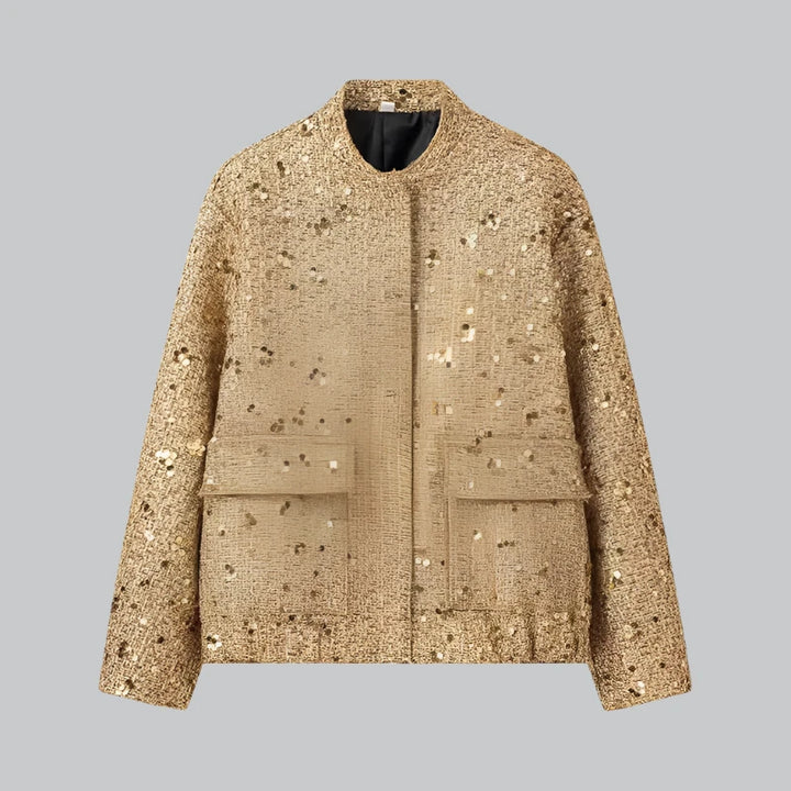 Aveline - Gold Sequins Bomber Jacket