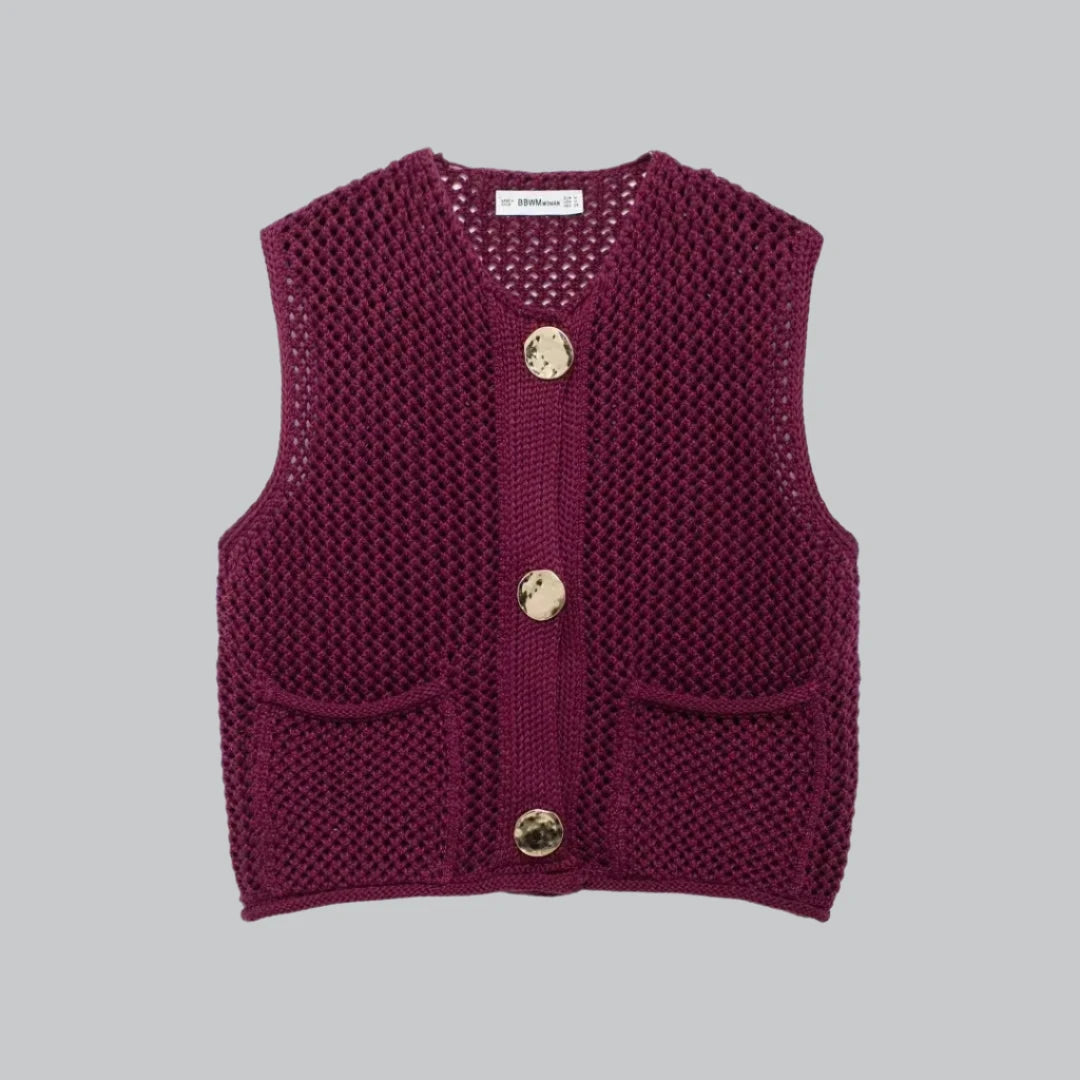 Maya - Chunky Knit Sleeveless Cardigan