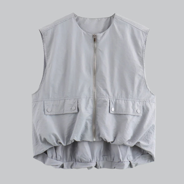 Maya - Ruched Sleeveless Zip Vest