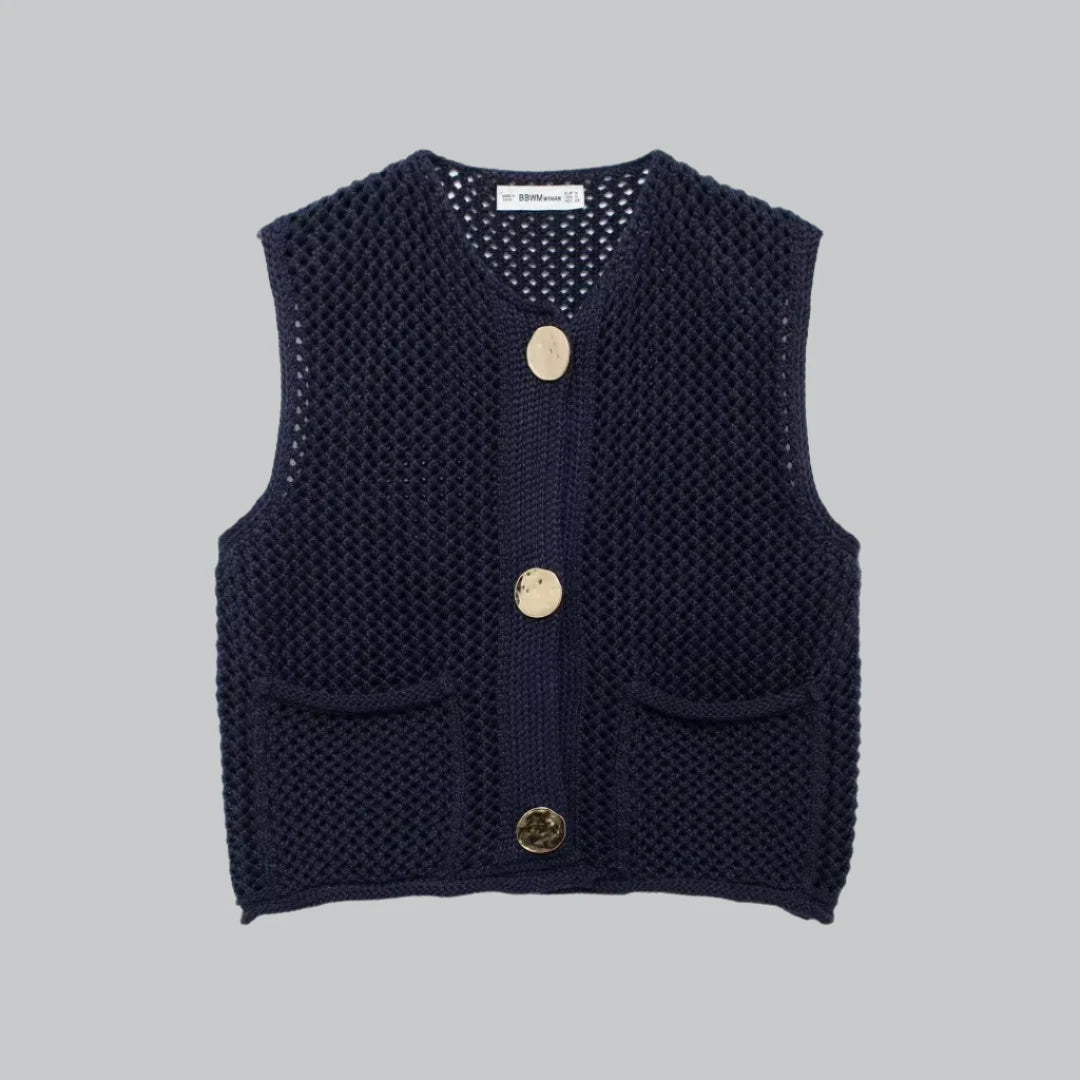 Maya - Chunky Knit Sleeveless Cardigan