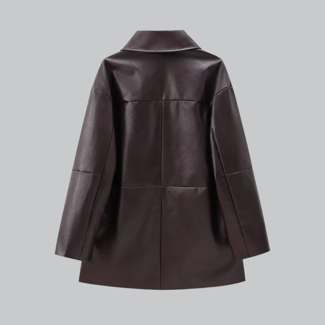 Elena - Faux Leather Bomber Jacket