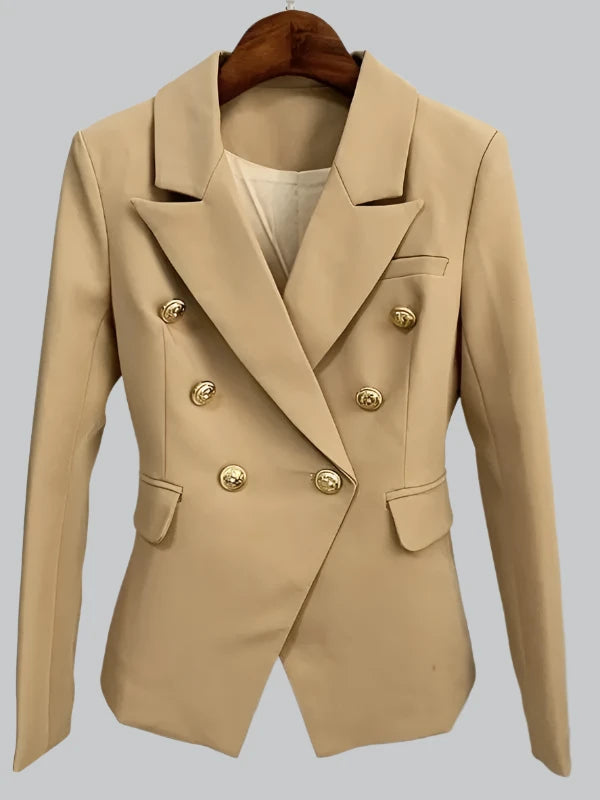 Eliza - Classic Double-Breasted Women's Blazer with Lion Metal Buttons