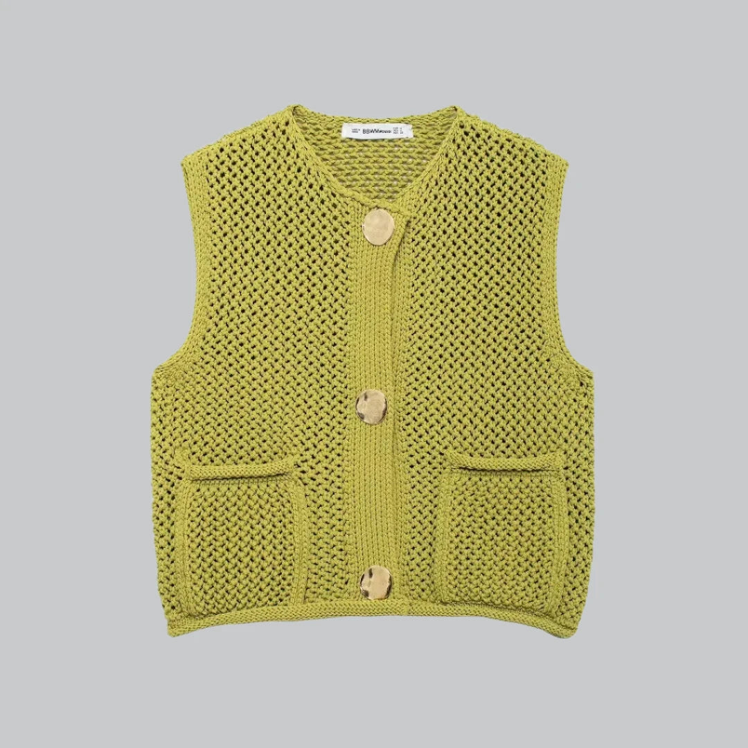 Maya - Chunky Knit Sleeveless Cardigan