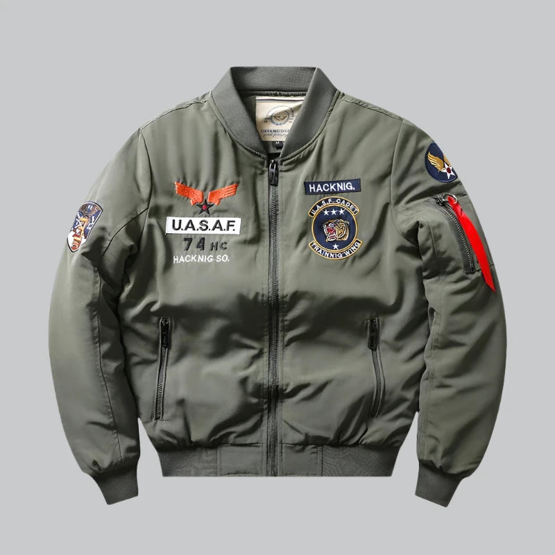 Aiden - Military Style Fleece-Lined Bomber Jacket