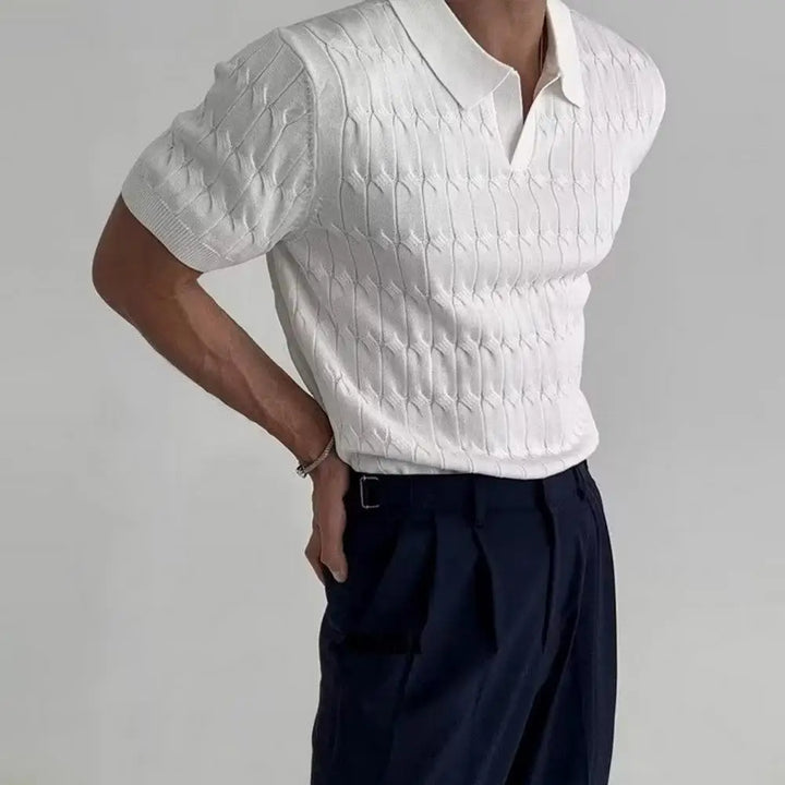 Victor - V-Neck Jacquard Knit Shirt