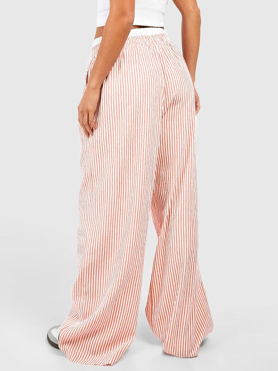 Lora - Wide Leg Striped Lounge Pants