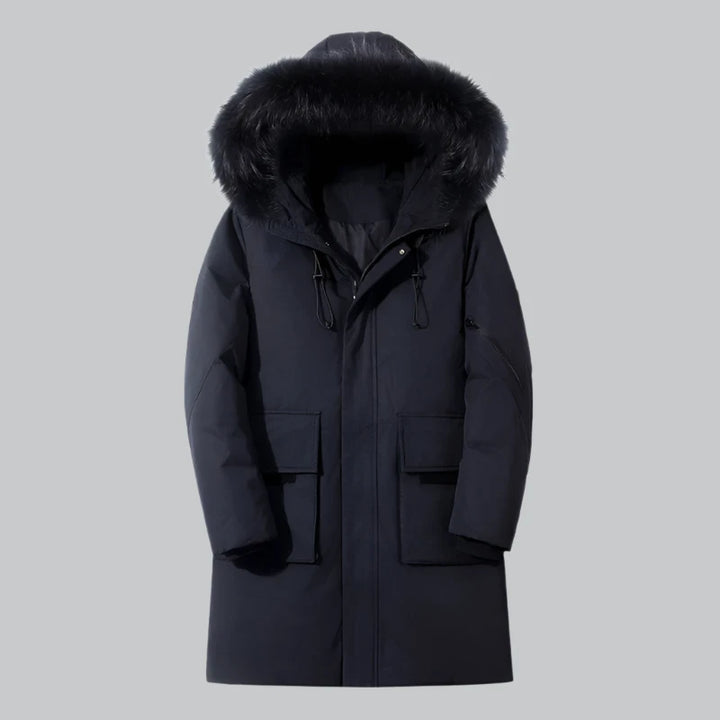 Jack - Men's Long Down Puffer Jacket with Fur Collar