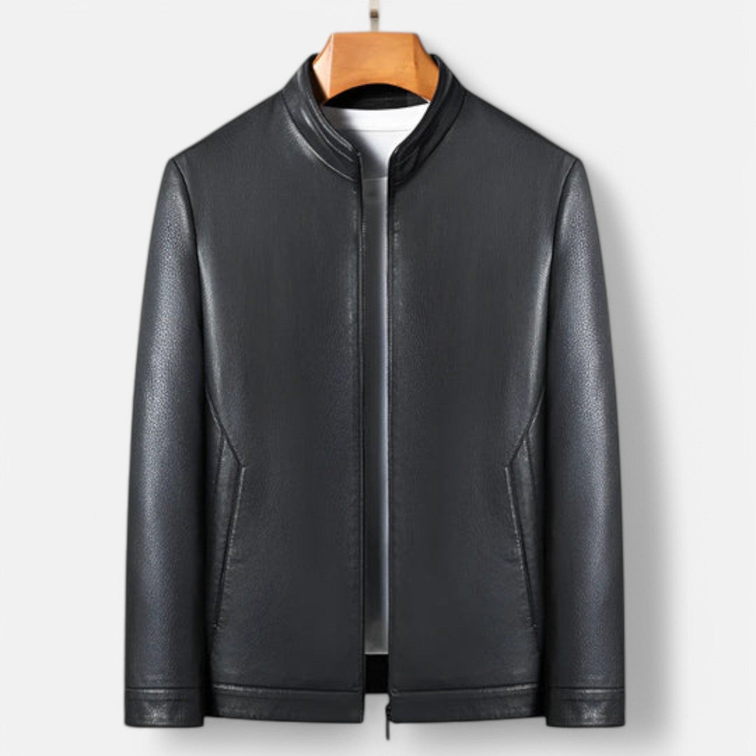 Monacogents | Premium Sheep Leather Jacket with Mock Collar