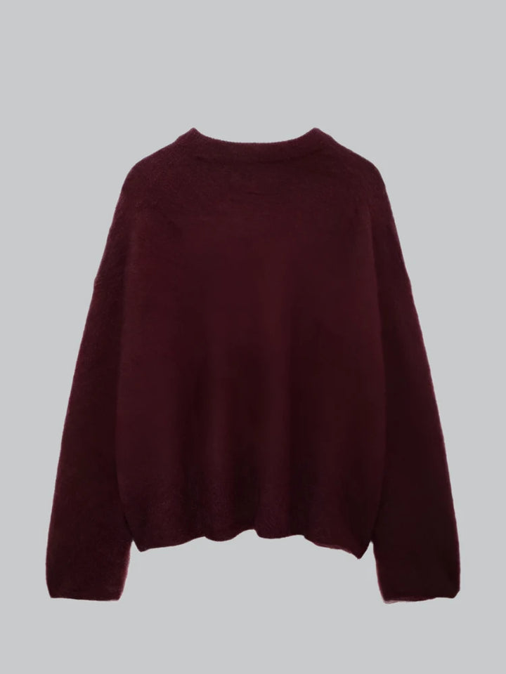 Lydia - Claret Knitted Pullover Sweater