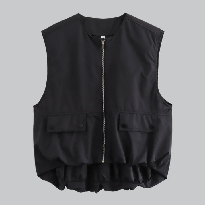 Maya - Ruched Sleeveless Zip Vest