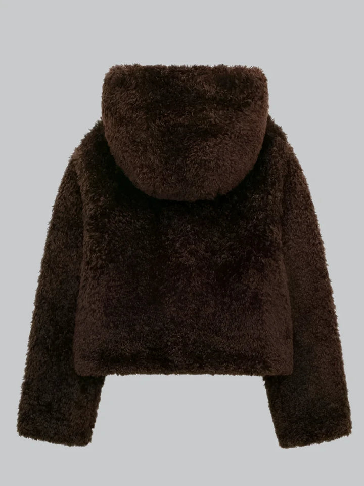 Elora - Winter Faux Fur Jacket with Bull Horn Buckle