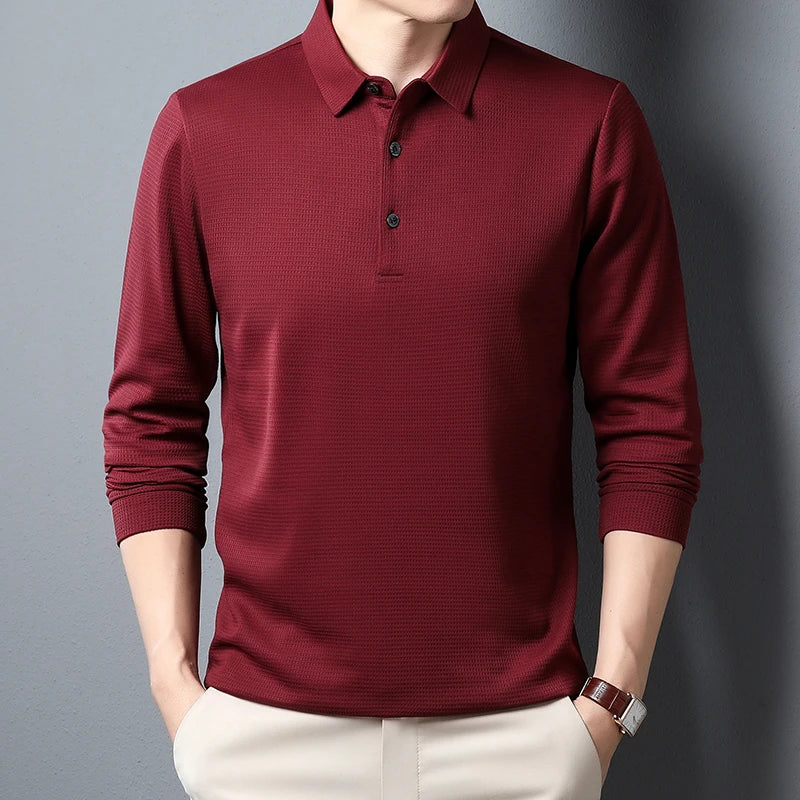 Lucas - Men's Business Casual Long Sleeve Polo Shirt