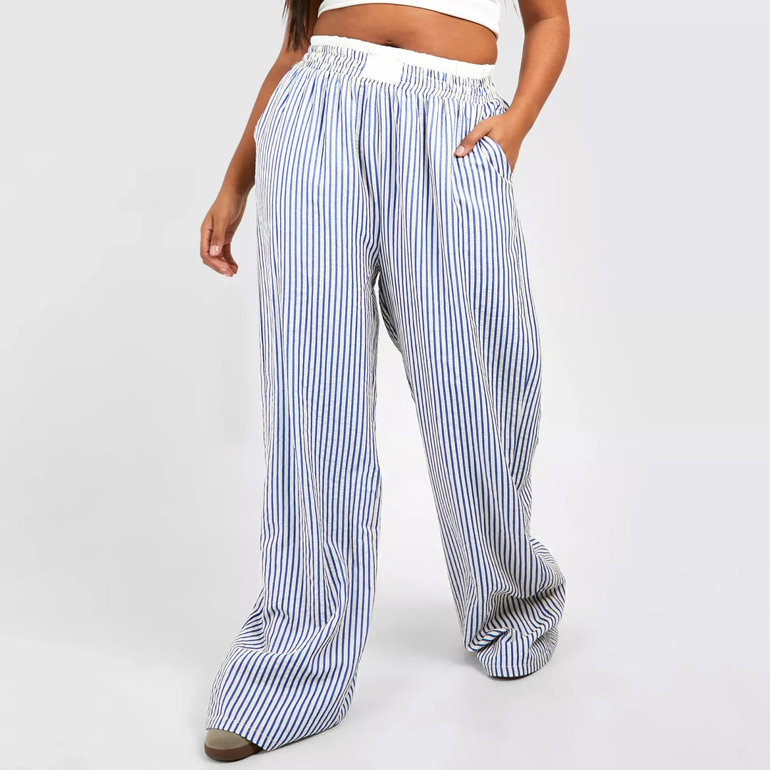 Lora - Wide Leg Striped Lounge Pants