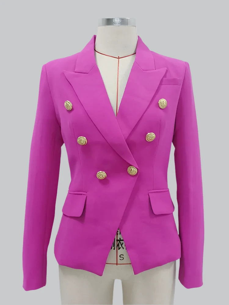 Eliza - Classic Double-Breasted Women's Blazer with Lion Metal Buttons