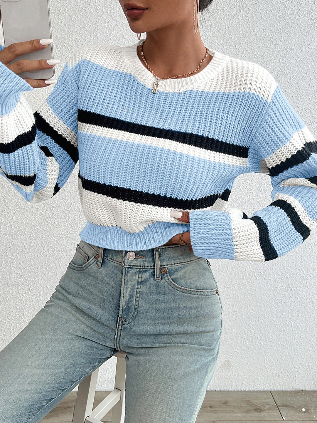 Luna - Loose Fit Color-Block Knit Sweater