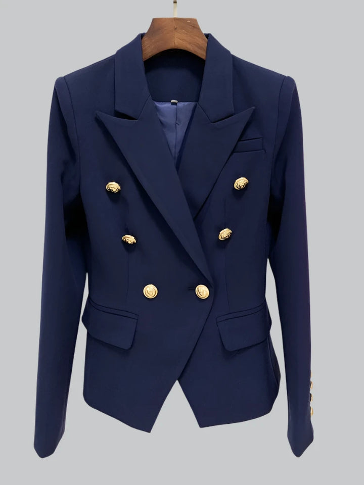 Eliza - Classic Double-Breasted Women's Blazer with Lion Metal Buttons