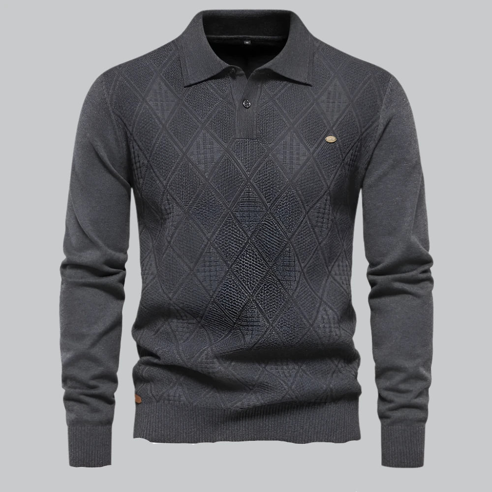 Henry - High-Quality Cotton Polo Neck Sweater