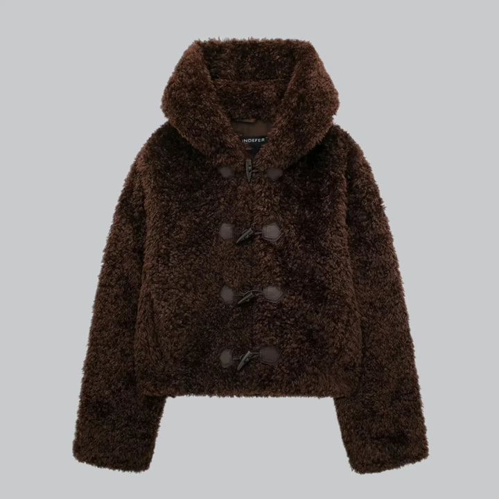 Elora - Winter Faux Fur Jacket with Bull Horn Buckle