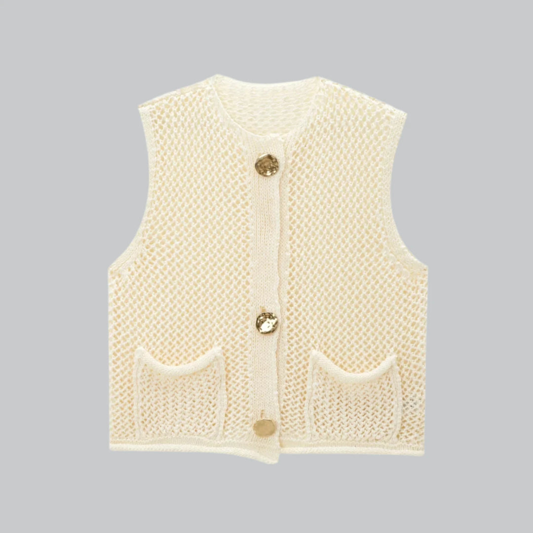 Maya - Chunky Knit Sleeveless Cardigan