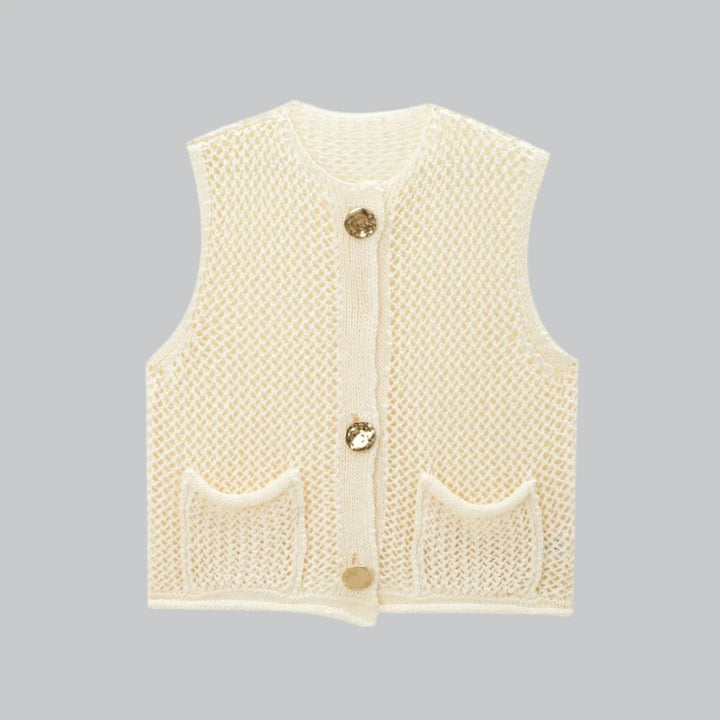 Maya - Chunky Knit Sleeveless Cardigan