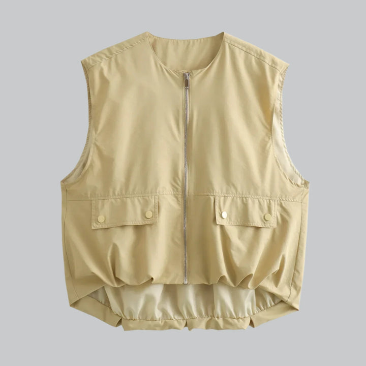 Maya - Ruched Sleeveless Zip Vest